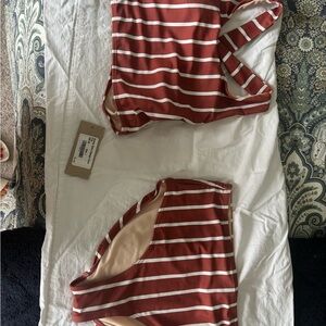 Albion Red and White Striped Swimwear